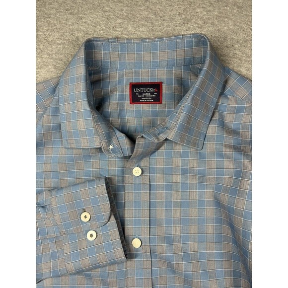 UNTUCKit Other - UNTUCKit Size L Wrinkle-Free Slim Fit Buriano Shirt Blue & Gray Check men’s